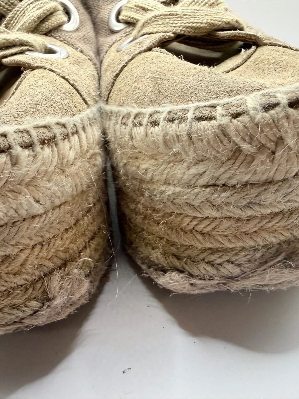 Chloe Beige Canvas & Rope Platform Espadrille Sneakers